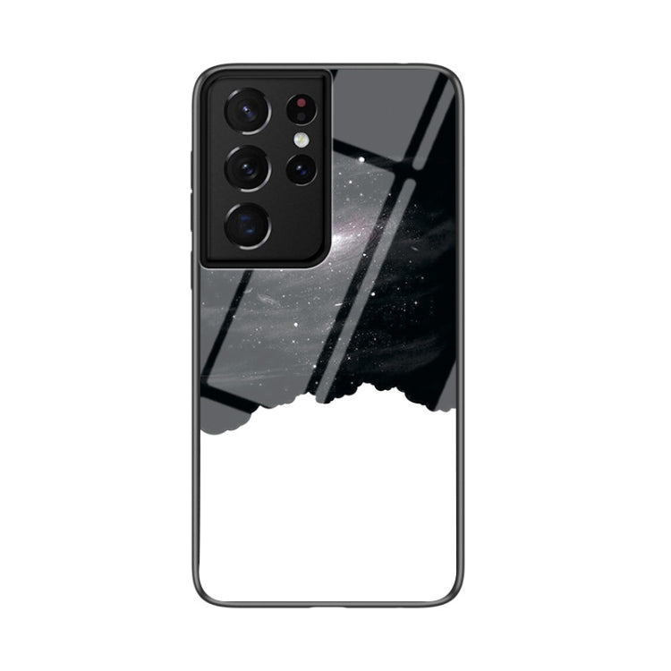 For Samsung Galaxy S21 Ultra Starry Sky Painted Tempered Glass TPU Shockproof Protective Case