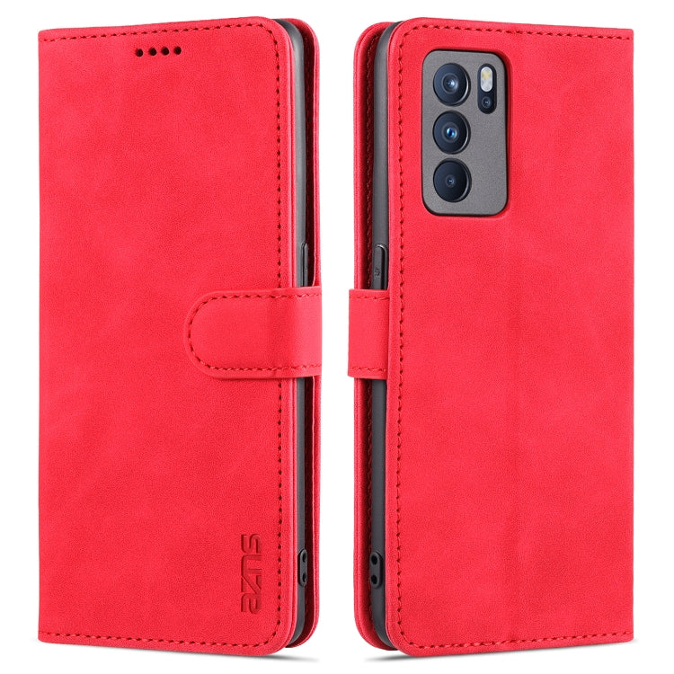 For OPPO Reno6 Pro 5G AZNS Skin Feel Calf Texture Horizontal Flip Leather Case with Card Slots & Holder & Wallet