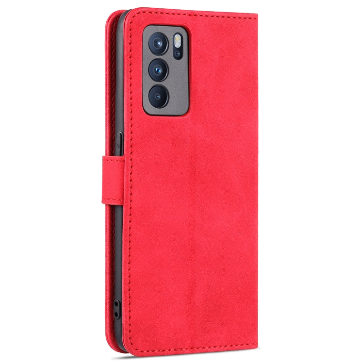For OPPO Reno6 Pro 5G AZNS Skin Feel Calf Texture Horizontal Flip Leather Case with Card Slots & Holder & Wallet