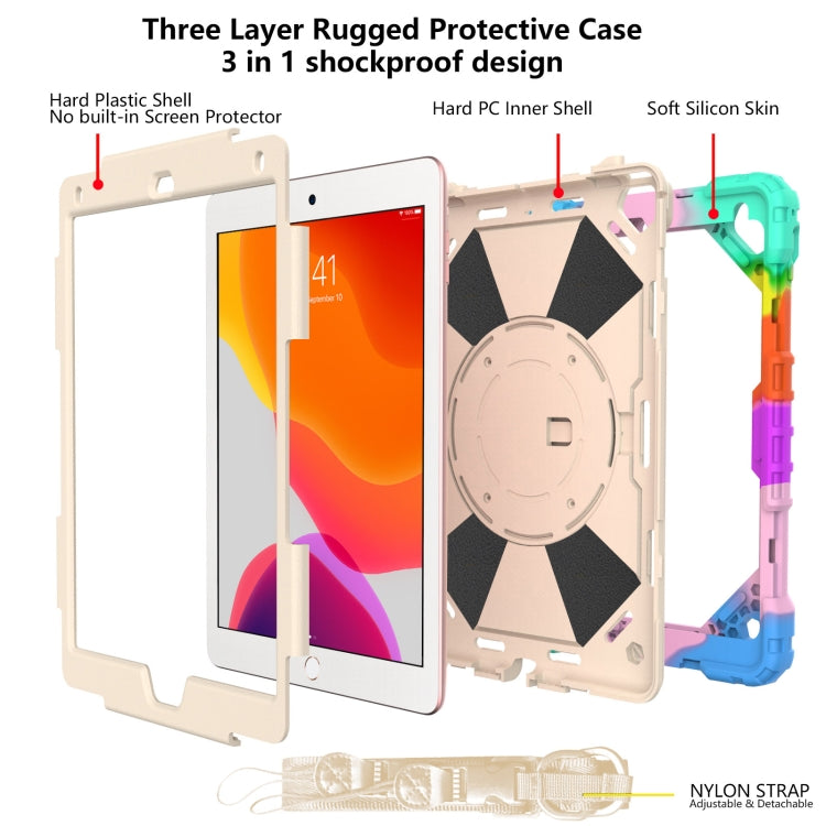 Contrast Color Robot Shockproof Silicon + PC Protective Case with Holder & Shoulder Strap For iPad 9.7 (2018) & (2017) / Air 2 / Air