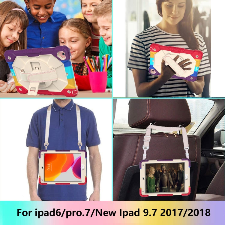 Contrast Color Robot Shockproof Silicon + PC Protective Case with Holder & Shoulder Strap For iPad 9.7 (2018) & (2017) / Air 2 / Air