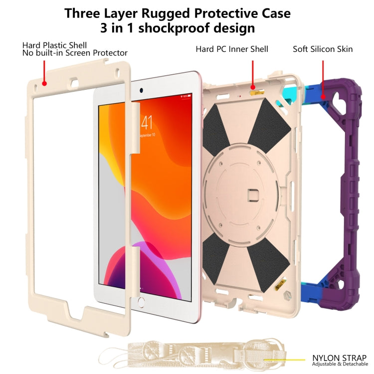 Contrast Color Robot Shockproof Silicon + PC Protective Case with Holder & Shoulder Strap For iPad 9.7 (2018) & (2017) / Air 2 / Air