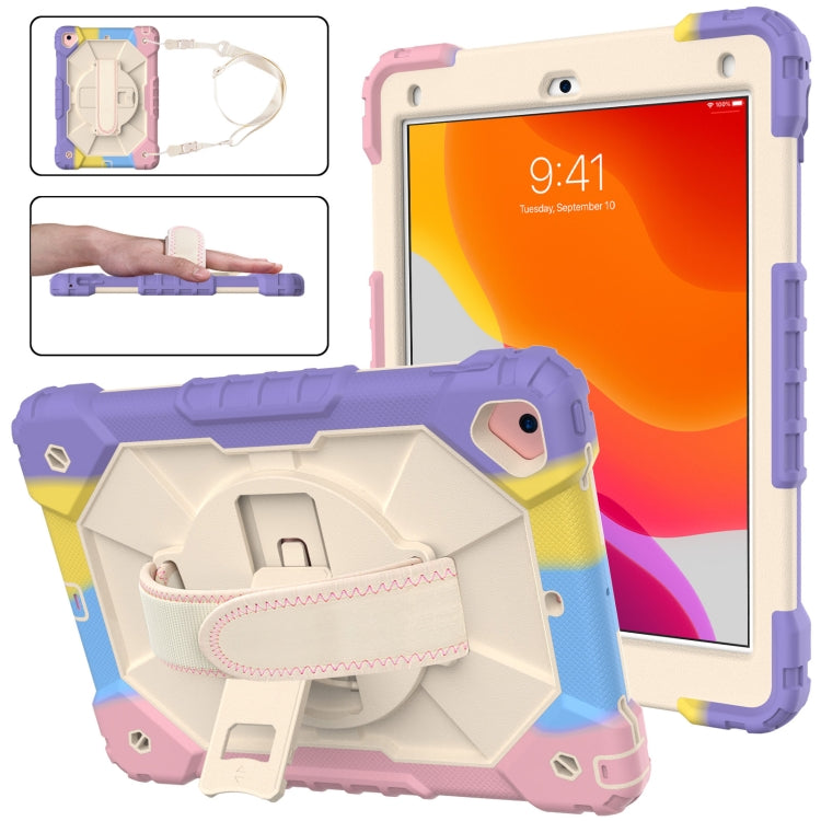 Contrast Color Robot Shockproof Silicon + PC Protective Case with Holder & Shoulder Strap For iPad 9.7 (2018) & (2017) / Air 2 / Air
