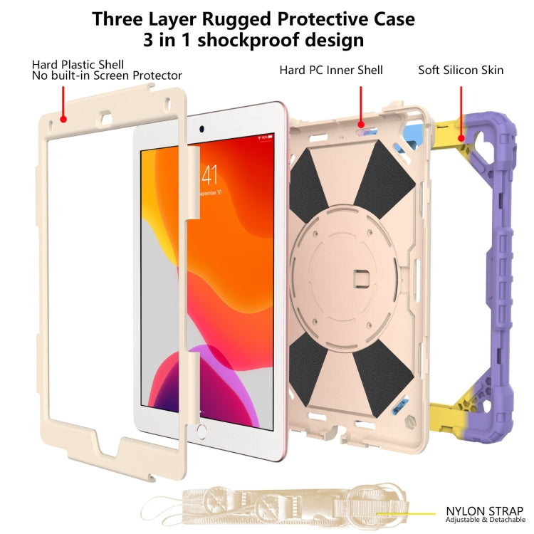 Contrast Color Robot Shockproof Silicon + PC Protective Case with Holder & Shoulder Strap For iPad 9.7 (2018) & (2017) / Air 2 / Air