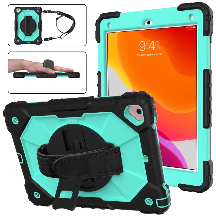Contrast Color Robot Shockproof Silicon + PC Protective Case with Holder & Shoulder Strap For iPad 9.7 (2018) & (2017) / Air 2 / Air