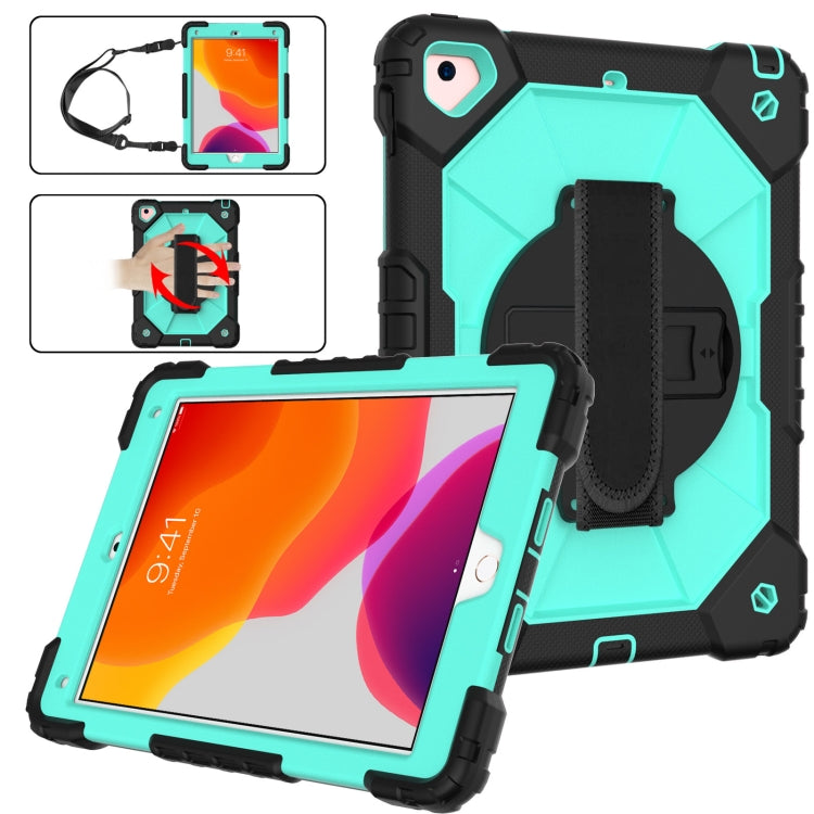 Contrast Color Robot Shockproof Silicon + PC Protective Case with Holder & Shoulder Strap For iPad 9.7 (2018) & (2017) / Air 2 / Air