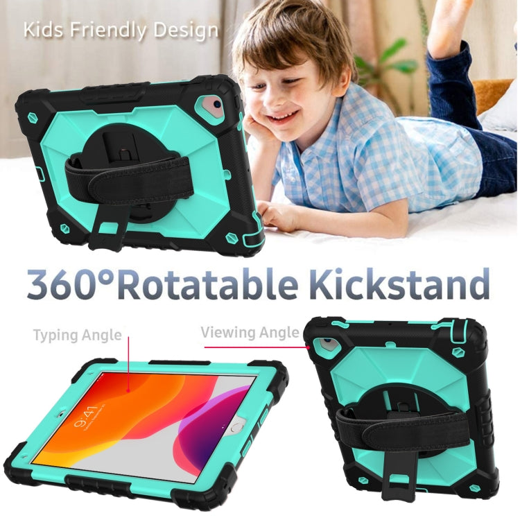 Contrast Color Robot Shockproof Silicon + PC Protective Case with Holder & Shoulder Strap For iPad 9.7 (2018) & (2017) / Air 2 / Air