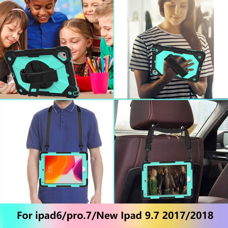 Contrast Color Robot Shockproof Silicon + PC Protective Case with Holder & Shoulder Strap For iPad 9.7 (2018) & (2017) / Air 2 / Air