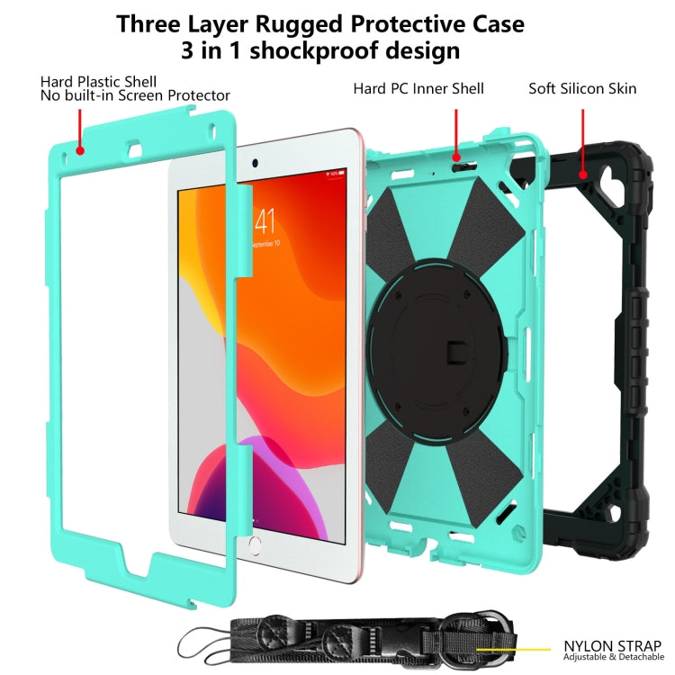 Contrast Color Robot Shockproof Silicon + PC Protective Case with Holder & Shoulder Strap For iPad 9.7 (2018) & (2017) / Air 2 / Air