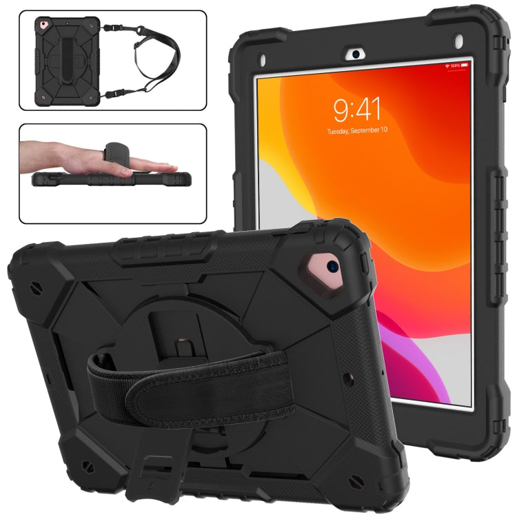 Contrast Color Robot Shockproof Silicon + PC Protective Case with Holder & Shoulder Strap For iPad 9.7 (2018) & (2017) / Air 2 / Air