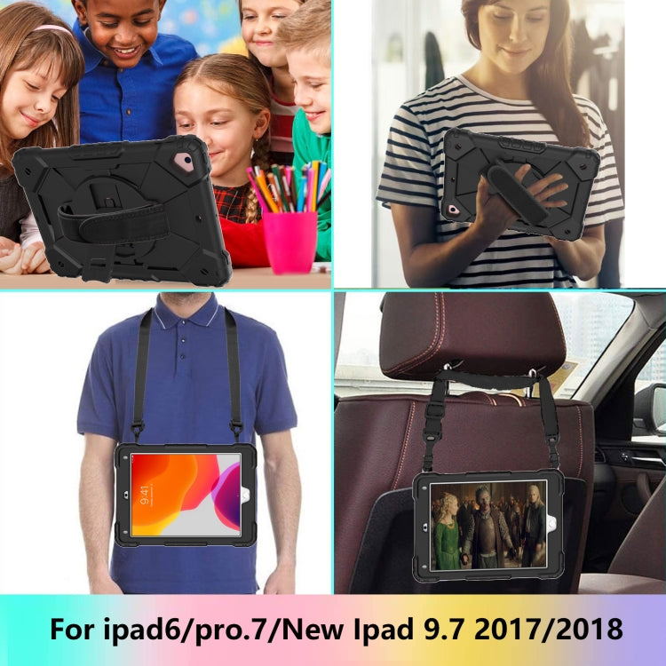 Contrast Color Robot Shockproof Silicon + PC Protective Case with Holder & Shoulder Strap For iPad 9.7 (2018) & (2017) / Air 2 / Air