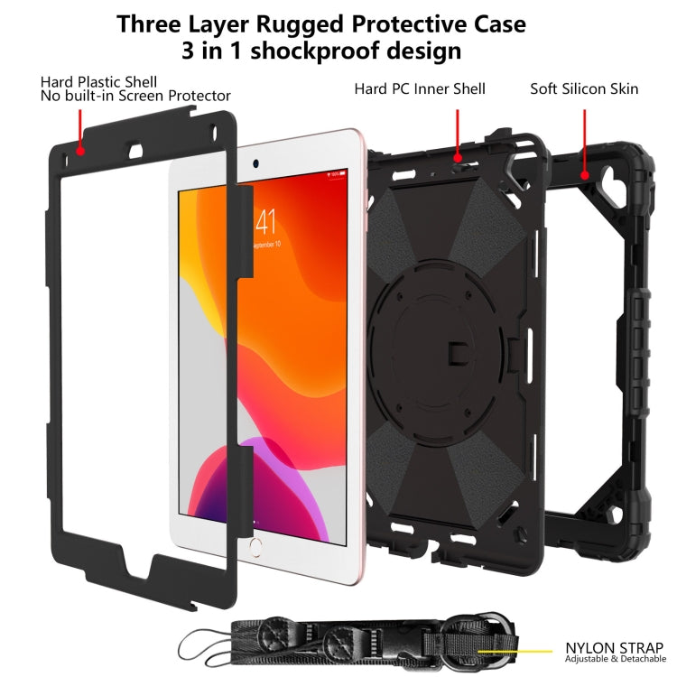 Contrast Color Robot Shockproof Silicon + PC Protective Case with Holder & Shoulder Strap For iPad 9.7 (2018) & (2017) / Air 2 / Air