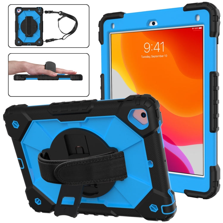 Contrast Color Robot Shockproof Silicon + PC Protective Case with Holder & Shoulder Strap For iPad 9.7 (2018) & (2017) / Air 2 / Air