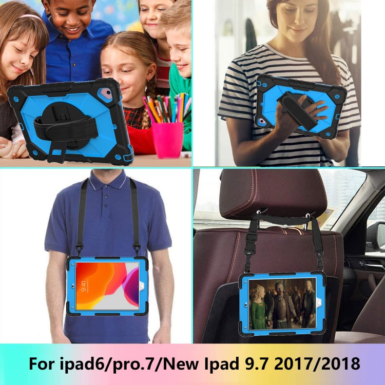 Contrast Color Robot Shockproof Silicon + PC Protective Case with Holder & Shoulder Strap For iPad 9.7 (2018) & (2017) / Air 2 / Air