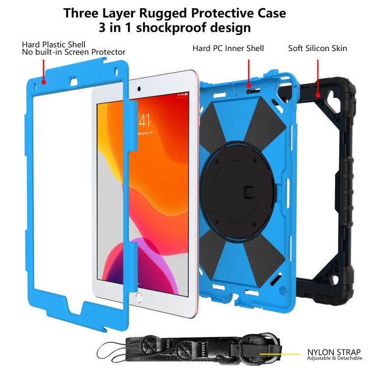 Contrast Color Robot Shockproof Silicon + PC Protective Case with Holder & Shoulder Strap For iPad 9.7 (2018) & (2017) / Air 2 / Air