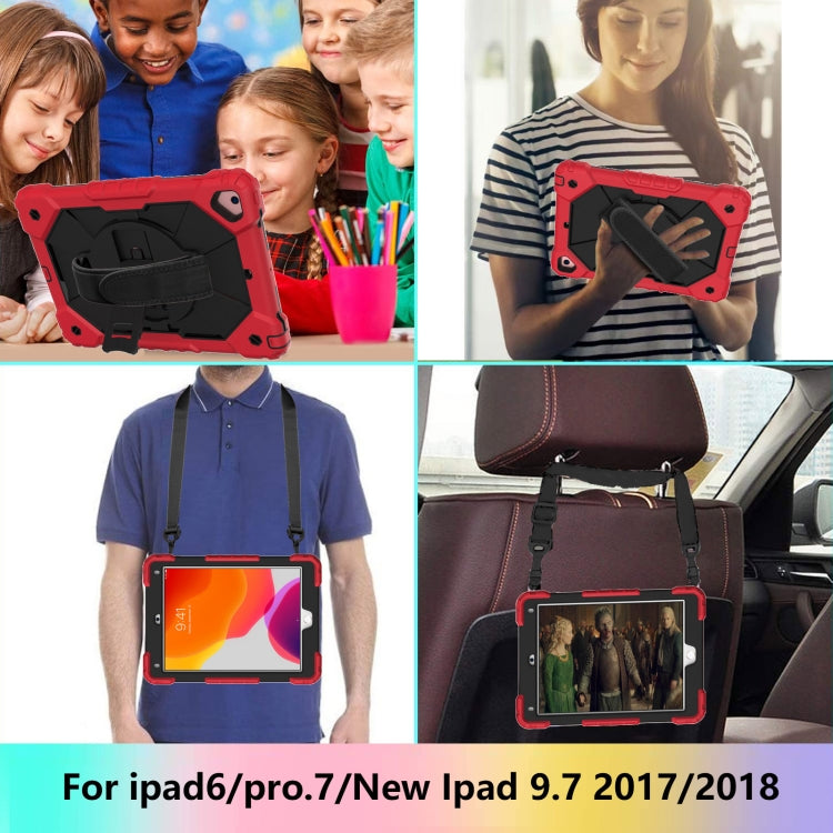 Contrast Color Robot Shockproof Silicon + PC Protective Case with Holder & Shoulder Strap For iPad 9.7 (2018) & (2017) / Air 2 / Air