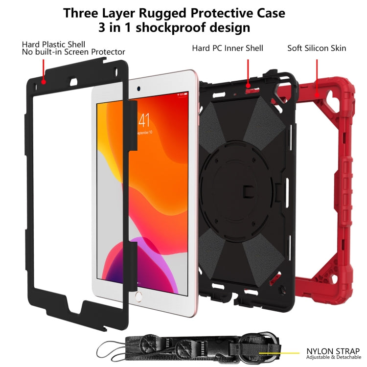 Contrast Color Robot Shockproof Silicon + PC Protective Case with Holder & Shoulder Strap For iPad 9.7 (2018) & (2017) / Air 2 / Air