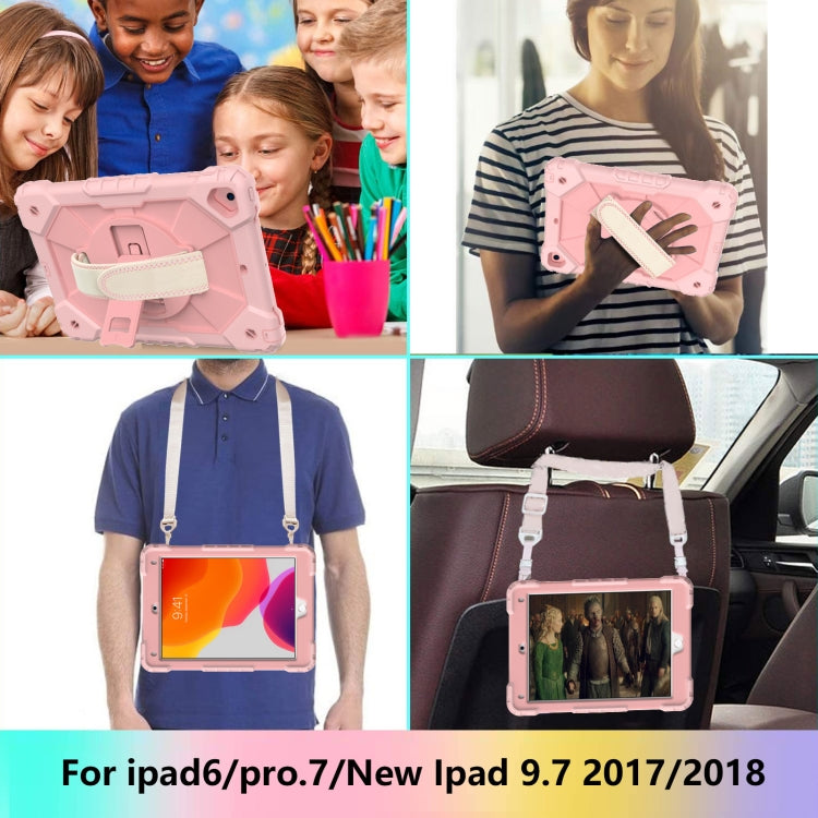 Contrast Color Robot Shockproof Silicon + PC Protective Case with Holder & Shoulder Strap For iPad 9.7 (2018) & (2017) / Air 2 / Air