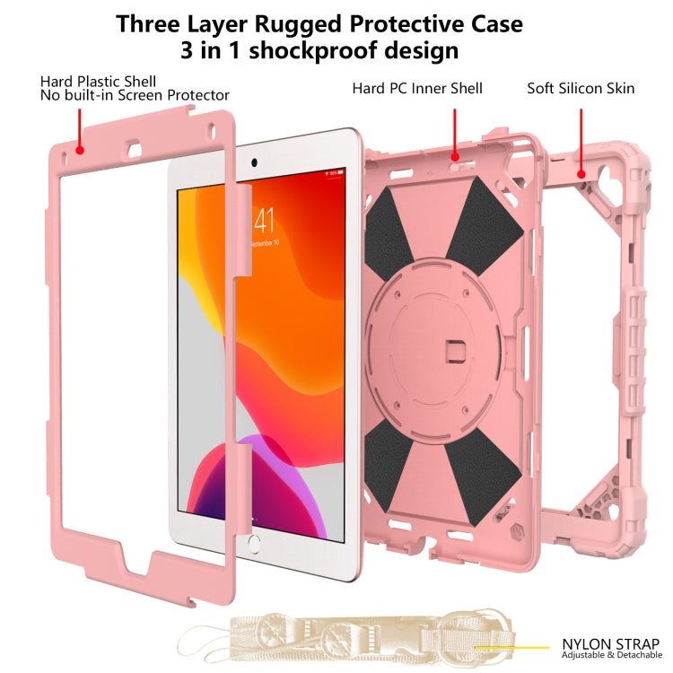 Contrast Color Robot Shockproof Silicon + PC Protective Case with Holder & Shoulder Strap For iPad 9.7 (2018) & (2017) / Air 2 / Air