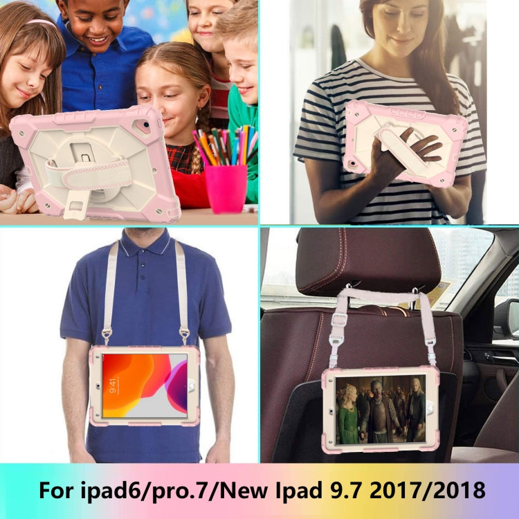 Contrast Color Robot Shockproof Silicon + PC Protective Case with Holder & Shoulder Strap For iPad 9.7 (2018) & (2017) / Air 2 / Air