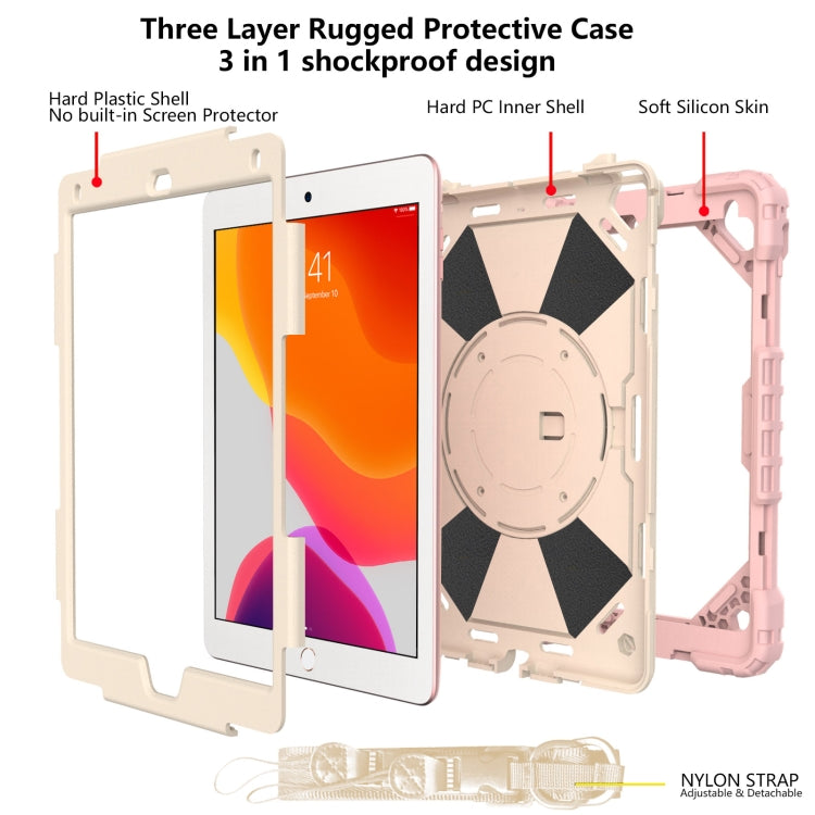 Contrast Color Robot Shockproof Silicon + PC Protective Case with Holder & Shoulder Strap For iPad 9.7 (2018) & (2017) / Air 2 / Air