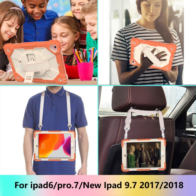 Contrast Color Robot Shockproof Silicon + PC Protective Case with Holder & Shoulder Strap For iPad 9.7 (2018) & (2017) / Air 2 / Air