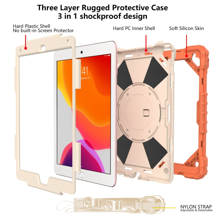 Contrast Color Robot Shockproof Silicon + PC Protective Case with Holder & Shoulder Strap For iPad 9.7 (2018) & (2017) / Air 2 / Air
