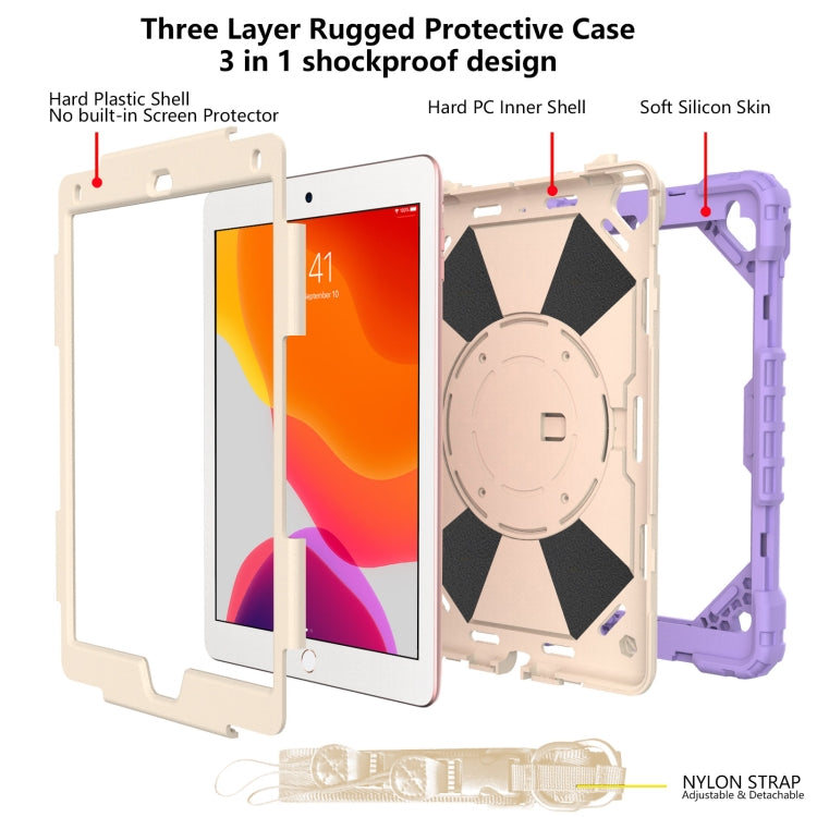 Contrast Color Robot Shockproof Silicon + PC Protective Case with Holder & Shoulder Strap For iPad 9.7 (2018) & (2017) / Air 2 / Air