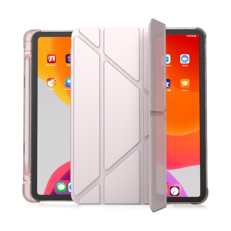 For iPad Pro 11 2022 / 2021 / 2020 Multi-folding Horizontal Flip PU Leather + TPU Aitbag Shockproof Half Paste Tablet Case with Holder & Pen Slot & Sleep / Wake-up Function