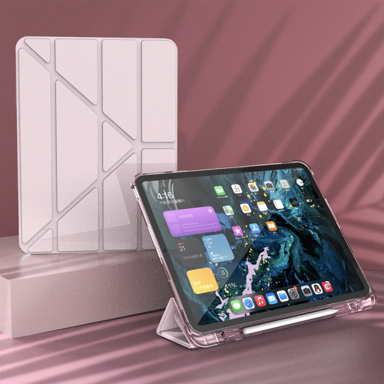 For iPad Pro 11 2022 / 2021 / 2020 Multi-folding Horizontal Flip PU Leather + TPU Aitbag Shockproof Half Paste Tablet Case with Holder & Pen Slot & Sleep / Wake-up Function