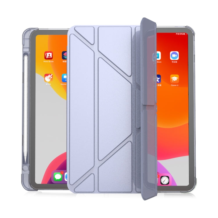 For iPad Pro 11 2022 / 2021 / 2020 Multi-folding Horizontal Flip PU Leather + TPU Aitbag Shockproof Half Paste Tablet Case with Holder & Pen Slot & Sleep / Wake-up Function