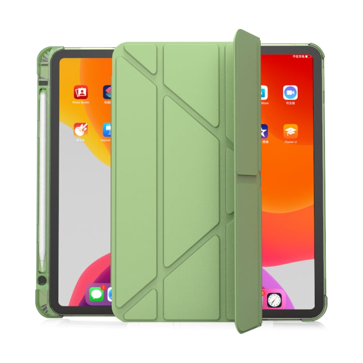 For iPad Pro 11 2022 / 2021 / 2020 Multi-folding Horizontal Flip PU Leather + TPU Aitbag Shockproof Half Paste Tablet Case with Holder & Pen Slot & Sleep / Wake-up Function