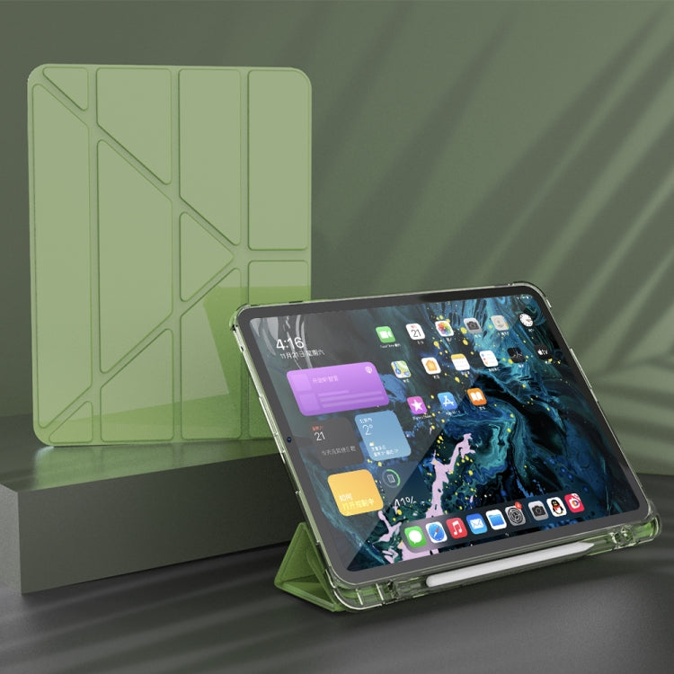 For iPad Pro 11 2022 / 2021 / 2020 Multi-folding Horizontal Flip PU Leather + TPU Aitbag Shockproof Half Paste Tablet Case with Holder & Pen Slot & Sleep / Wake-up Function