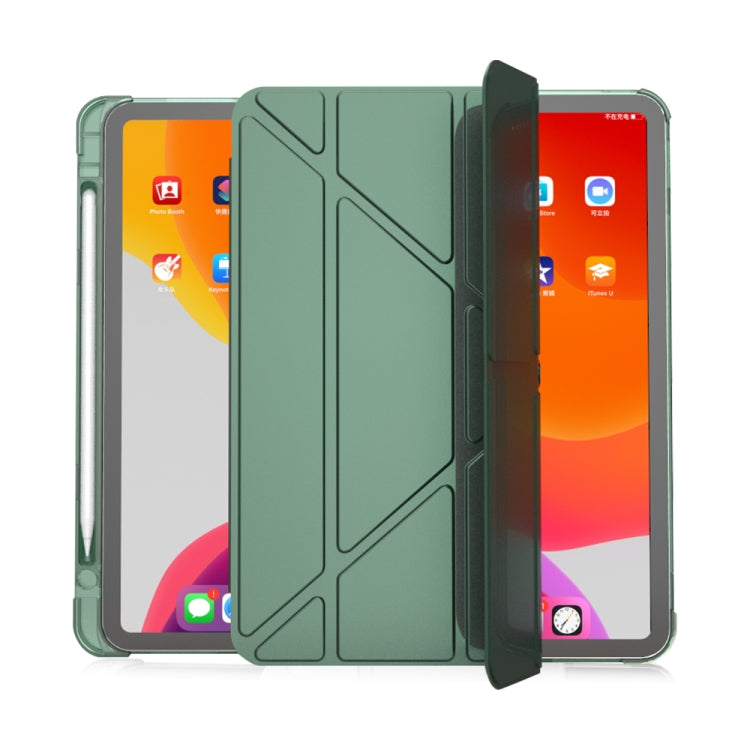 For iPad Pro 11 2022 / 2021 / 2020 Multi-folding Horizontal Flip PU Leather + TPU Aitbag Shockproof Half Paste Tablet Case with Holder & Pen Slot & Sleep / Wake-up Function