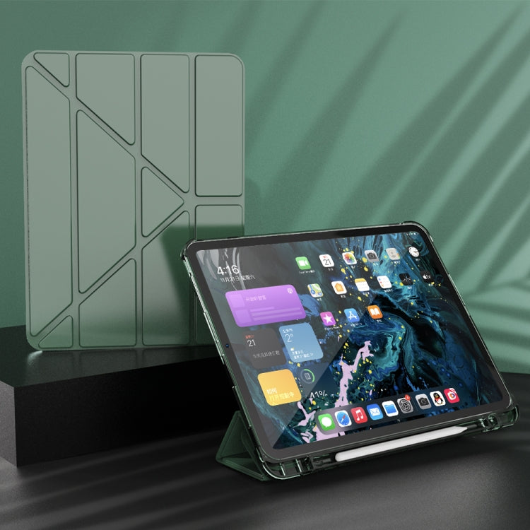 For iPad Pro 11 2022 / 2021 / 2020 Multi-folding Horizontal Flip PU Leather + TPU Aitbag Shockproof Half Paste Tablet Case with Holder & Pen Slot & Sleep / Wake-up Function