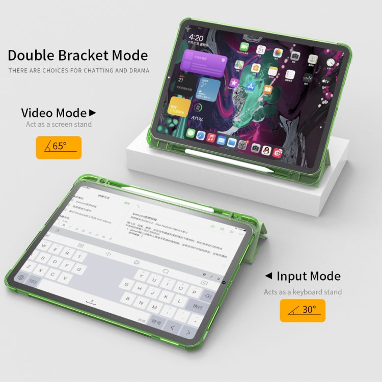 For iPad Pro 11 2022 / 2021 / 2020 Multi-folding Horizontal Flip PU Leather + TPU Aitbag Shockproof Half Paste Tablet Case with Holder & Pen Slot & Sleep / Wake-up Function