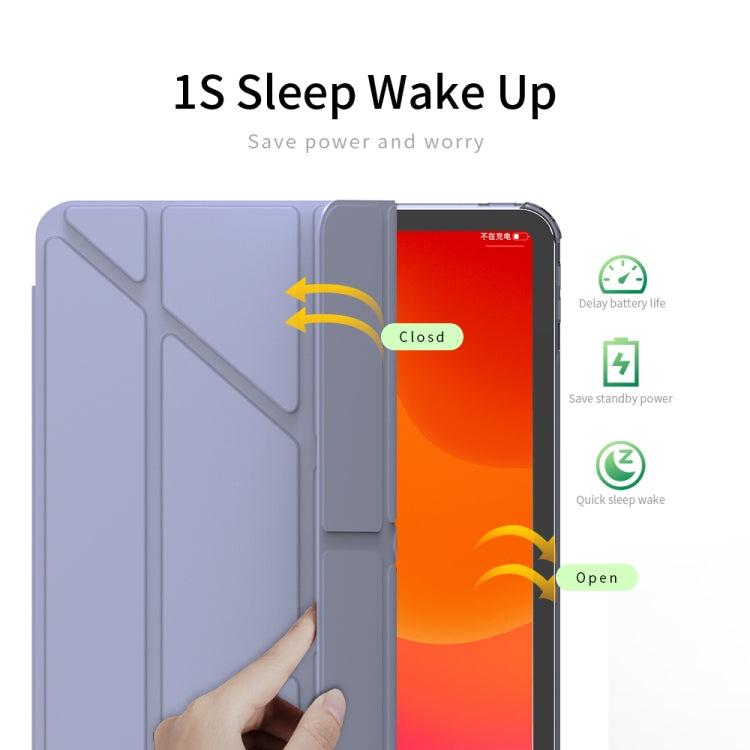 For iPad Pro 11 2022 / 2021 / 2020 Multi-folding Horizontal Flip PU Leather + TPU Aitbag Shockproof Half Paste Tablet Case with Holder & Pen Slot & Sleep / Wake-up Function