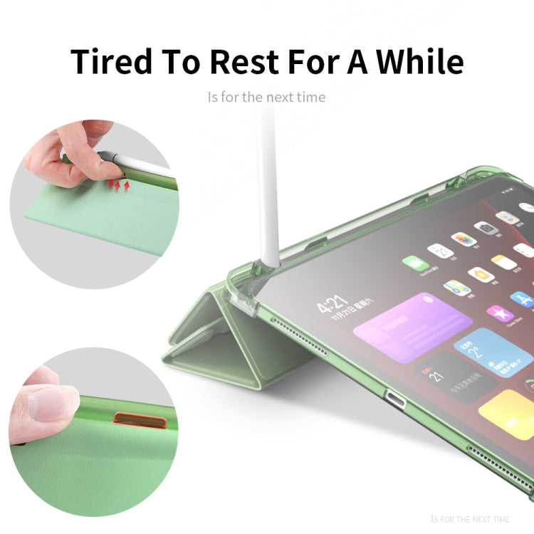 For iPad Pro 11 2022 / 2021 / 2020 Multi-folding Horizontal Flip PU Leather + TPU Aitbag Shockproof Half Paste Tablet Case with Holder & Pen Slot & Sleep / Wake-up Function