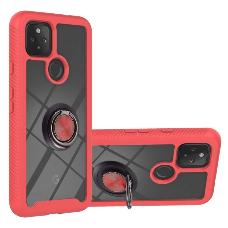 For Google Pixel 5A 5G Starry Sky Solid Color Series Shockproof PC + TPU Protective Case with Ring Holder & Magnetic Function