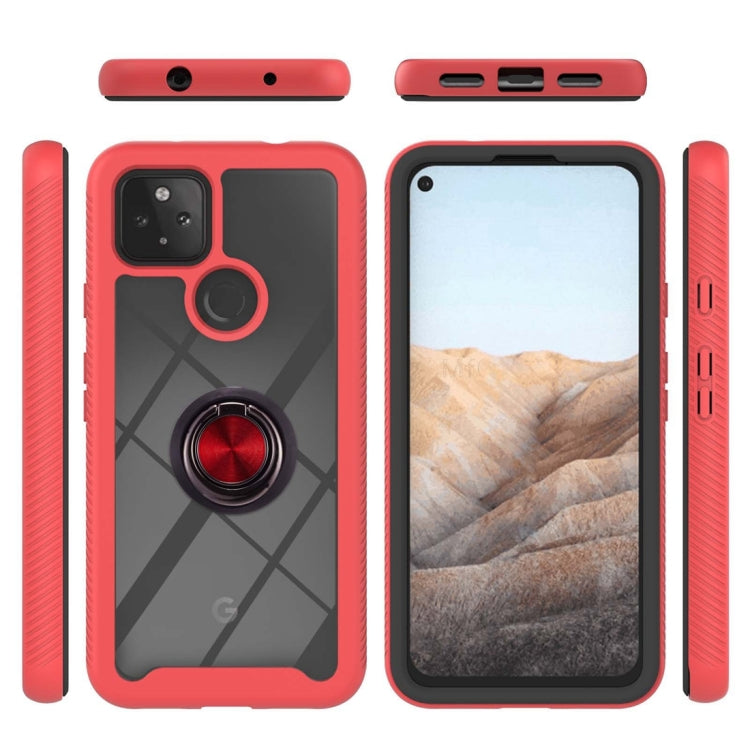 For Google Pixel 5A 5G Starry Sky Solid Color Series Shockproof PC + TPU Protective Case with Ring Holder & Magnetic Function