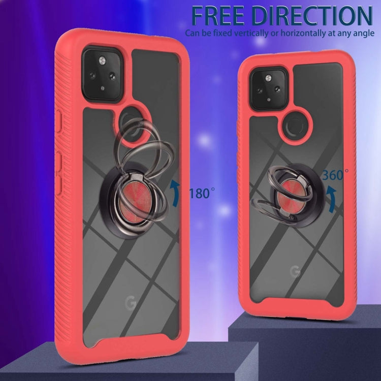 For Google Pixel 5A 5G Starry Sky Solid Color Series Shockproof PC + TPU Protective Case with Ring Holder & Magnetic Function