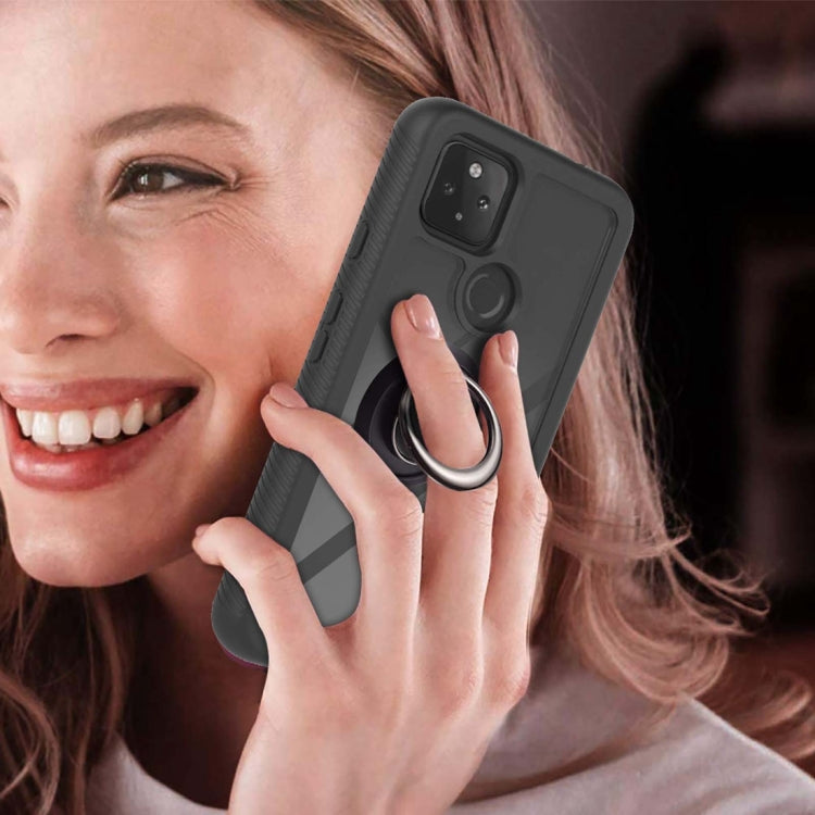 For Google Pixel 5A 5G Starry Sky Solid Color Series Shockproof PC + TPU Protective Case with Ring Holder & Magnetic Function