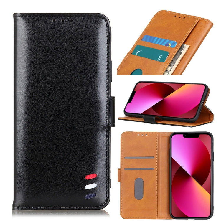 For iPhone 13 3-Color Pearl Texture Magnetic Buckle Horizontal Flip PU Leather Case with Card Slots & Wallet & Holder