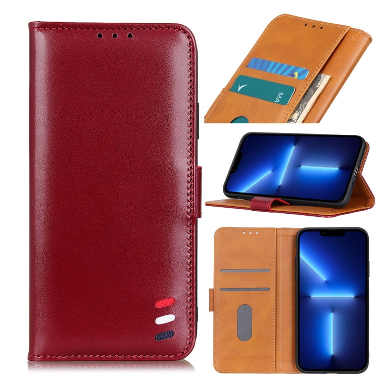 For iPhone 13 Pro Max 3-Color Pearl Texture Magnetic Buckle Horizontal Flip PU Leather Case with Card Slots & Wallet & Holder