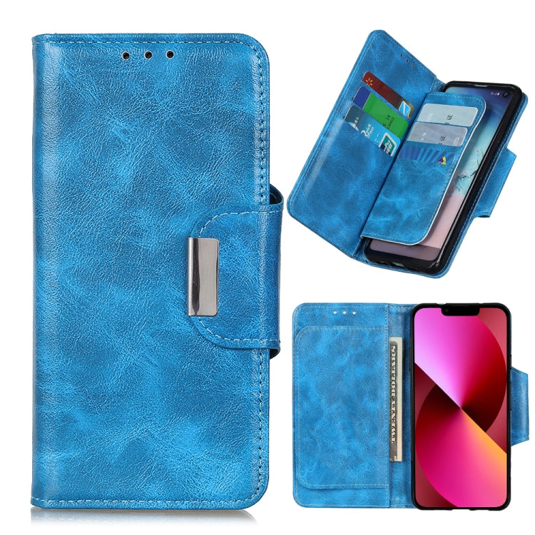 For iPhone 13 Crazy Horse Texture Magnetic Buckle Horizontal Flip Leather Case with Holder & 6-Card Slots & Wallet