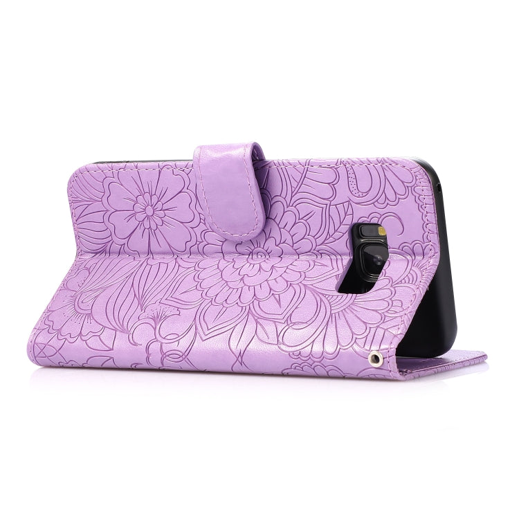 For Samsung Galaxy S8+ Skin Feel Embossed Sunflower Horizontal Flip Leather Case with Holder & Card Slots & Wallet & Lanyard