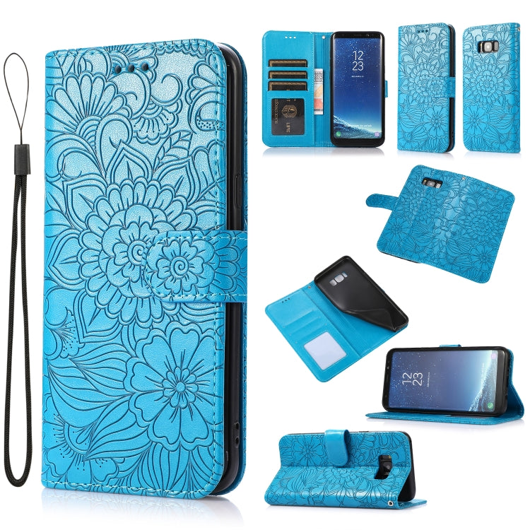 For Samsung Galaxy S8+ Skin Feel Embossed Sunflower Horizontal Flip Leather Case with Holder & Card Slots & Wallet & Lanyard