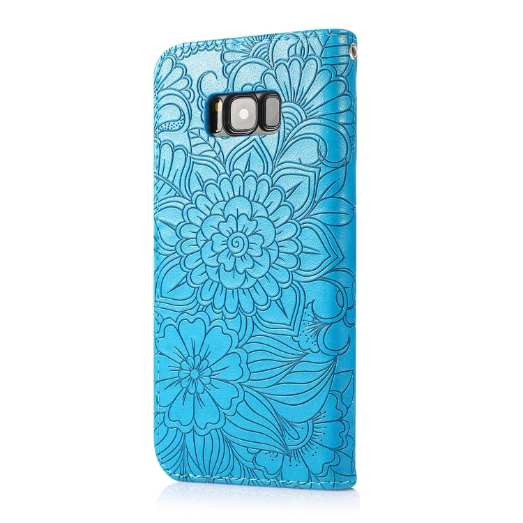 For Samsung Galaxy S8+ Skin Feel Embossed Sunflower Horizontal Flip Leather Case with Holder & Card Slots & Wallet & Lanyard