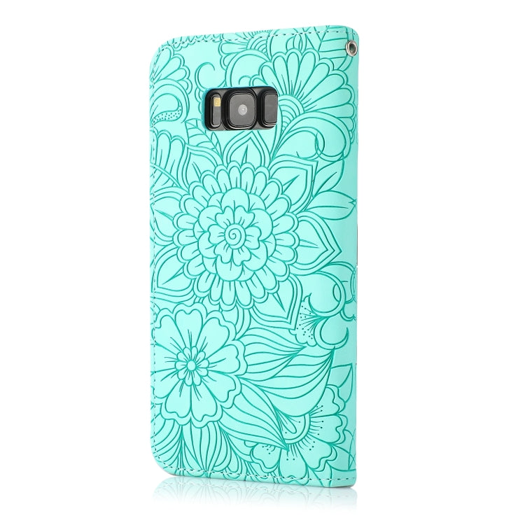 For Samsung Galaxy S8+ Skin Feel Embossed Sunflower Horizontal Flip Leather Case with Holder & Card Slots & Wallet & Lanyard