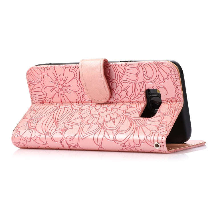 For Samsung Galaxy S8+ Skin Feel Embossed Sunflower Horizontal Flip Leather Case with Holder & Card Slots & Wallet & Lanyard